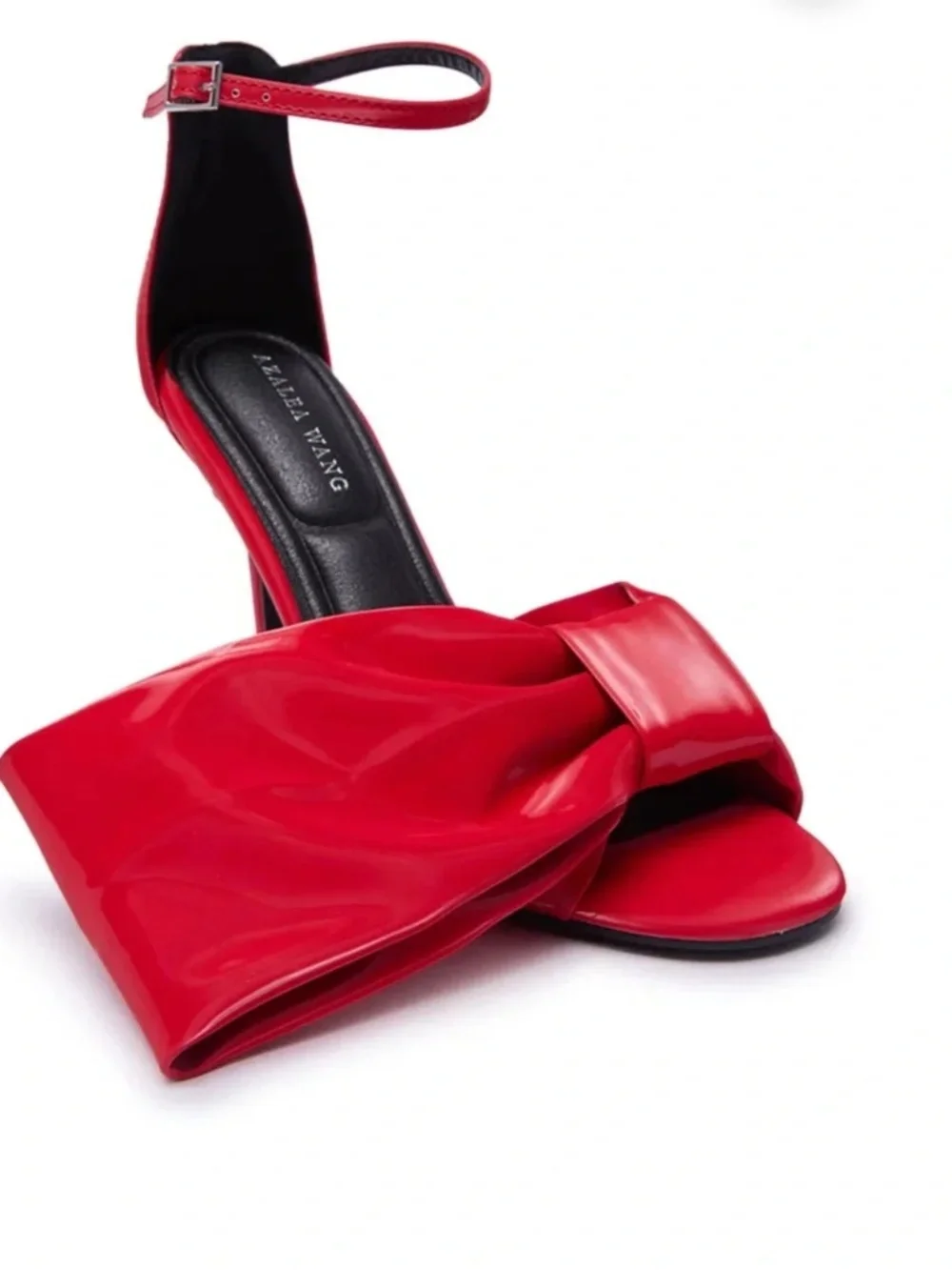 Azalea Wang Red Patent Knot Front Ankle-Strap Heels